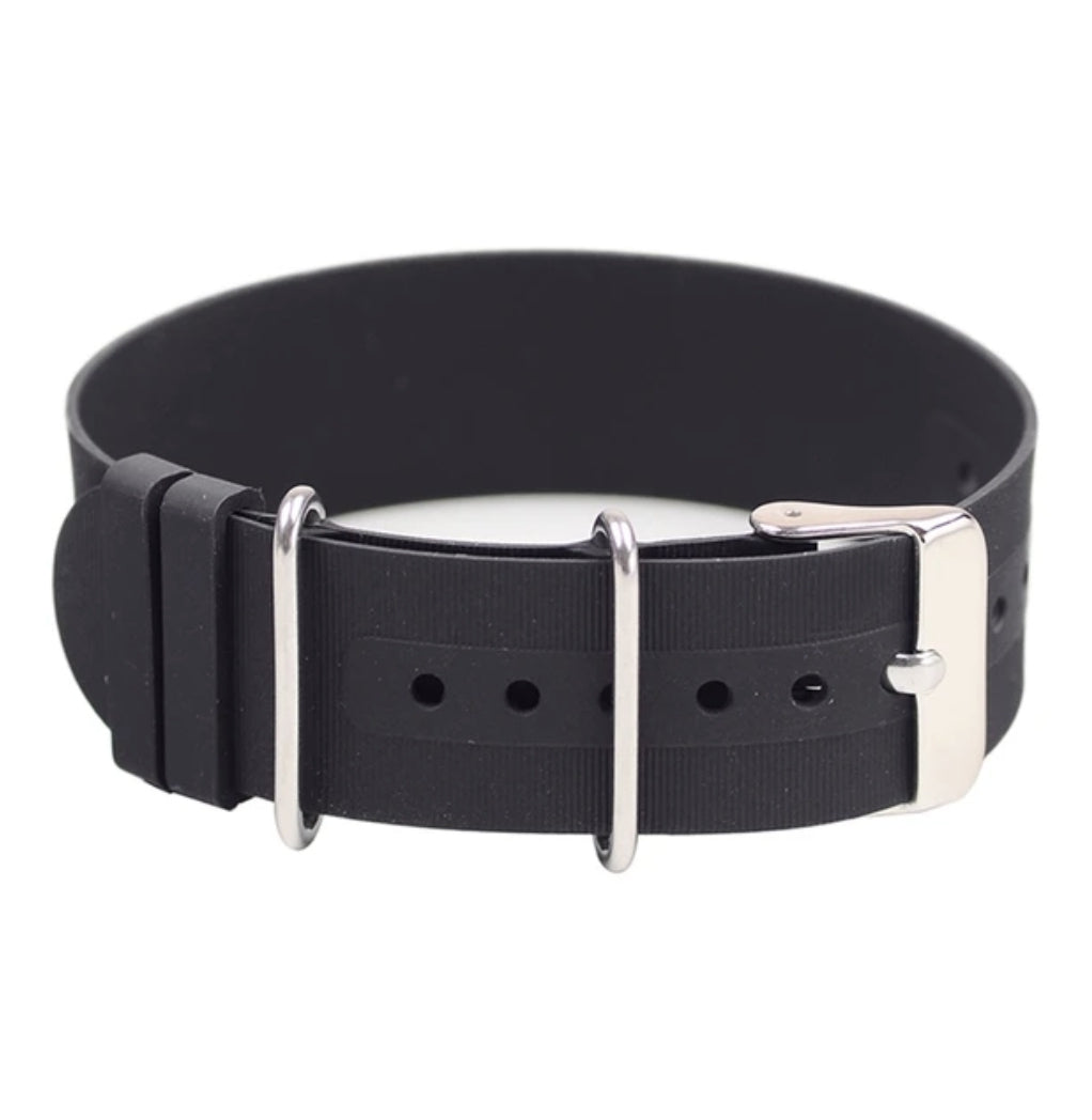 Rubber Nato Black Buckle 